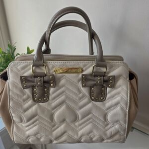 Betsey Johnson Beige and Brown Quilted Satchel